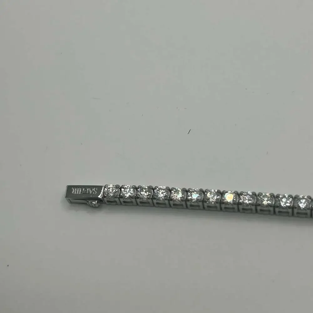 3mm Moissanite Silver Tennis Bracelet 8 Inch GRA Certified Passes Tester VVS1 - Picture 4 of 8